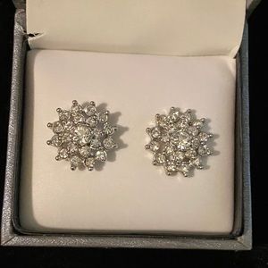 Sterling Silver Cubic Zirconia Sunburst Earrings